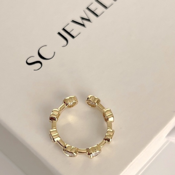 14k Gold Plated Heart Ring Adjustable Women’s Luxury Jewelry - Picture 10 of 13